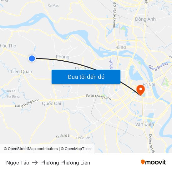 Ngọc Tảo to Phường Phương Liên map