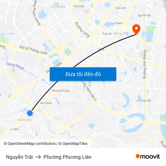 Nguyễn Trãi to Phường Phương Liên map