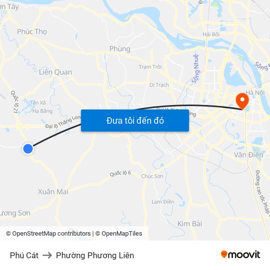 Phú Cát to Phường Phương Liên map