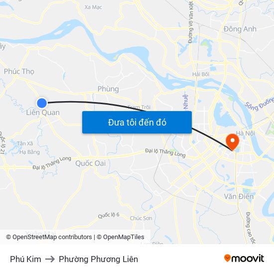 Phú Kim to Phường Phương Liên map