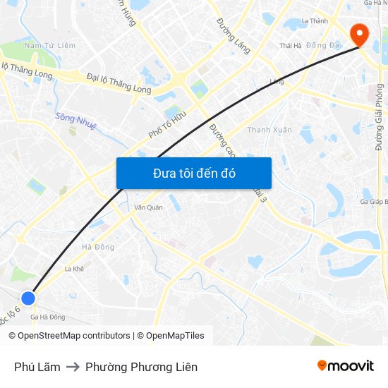 Phú Lãm to Phường Phương Liên map