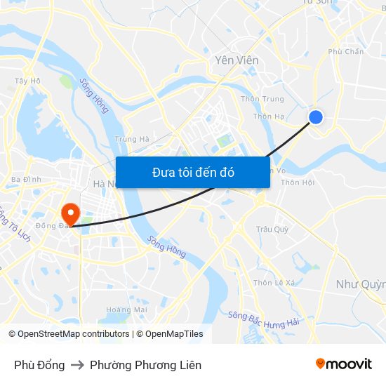 Phù Đổng to Phường Phương Liên map