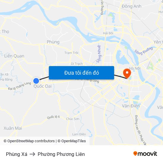 Phùng Xá to Phường Phương Liên map