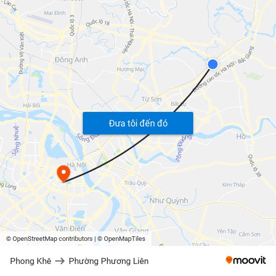 Phong Khê to Phường Phương Liên map