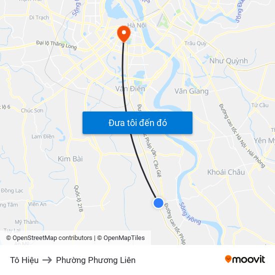 Tô Hiệu to Phường Phương Liên map