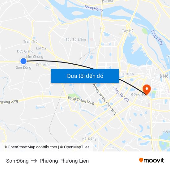 Sơn Đồng to Phường Phương Liên map