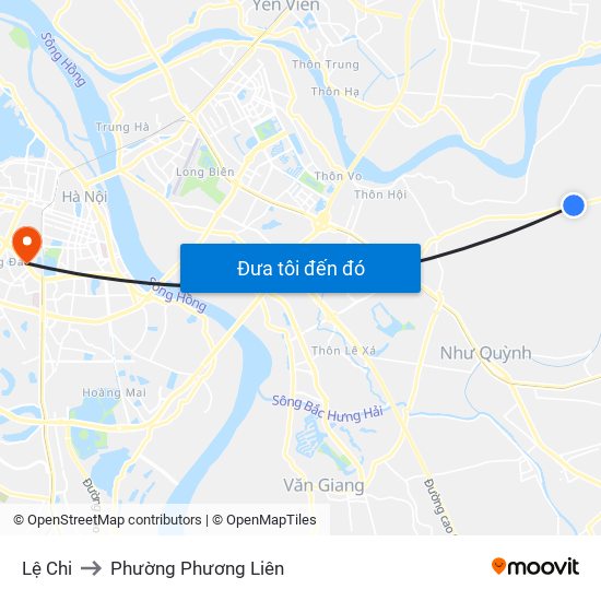 Lệ Chi to Phường Phương Liên map