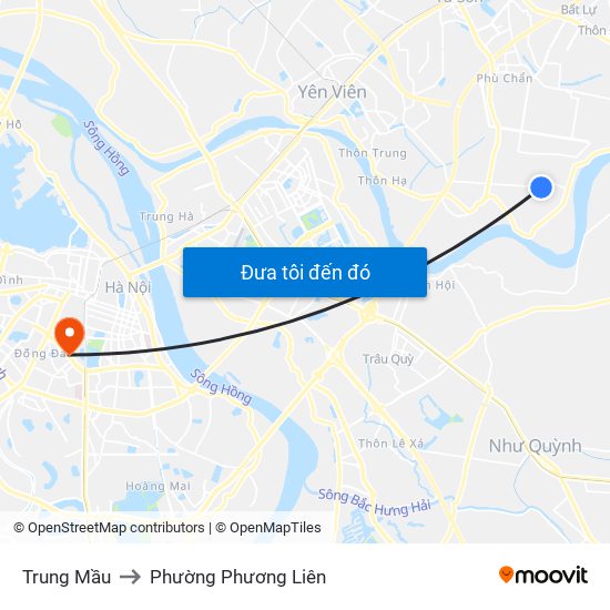 Trung Mầu to Phường Phương Liên map