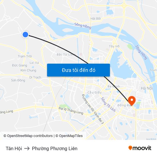 Tân Hội to Phường Phương Liên map