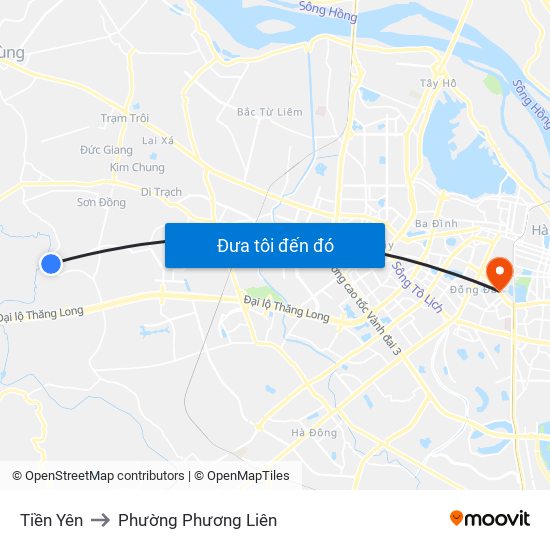 Tiền Yên to Phường Phương Liên map