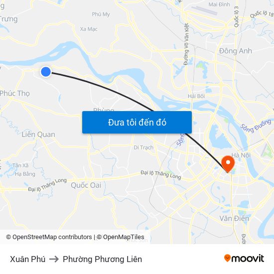 Xuân Phú to Phường Phương Liên map