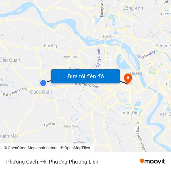 Phượng Cách to Phường Phương Liên map