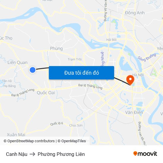 Canh Nậu to Phường Phương Liên map