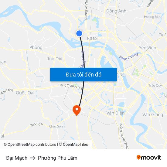 Đại Mạch to Phường Phú Lãm map