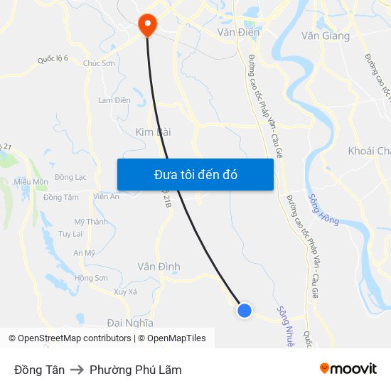 Đồng Tân to Phường Phú Lãm map