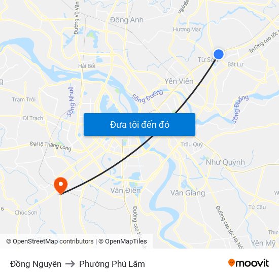 Đồng Nguyên to Phường Phú Lãm map