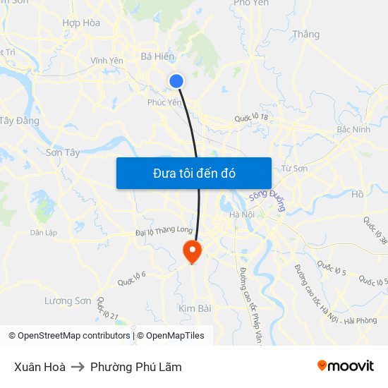 Xuân Hoà to Phường Phú Lãm map