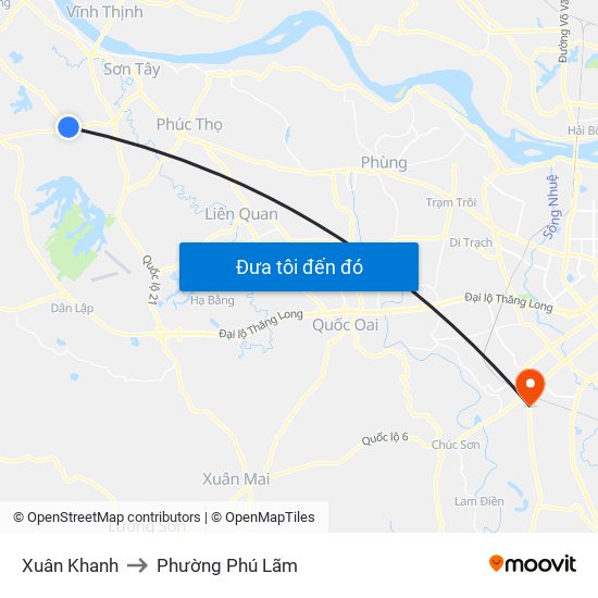 Xuân Khanh to Phường Phú Lãm map