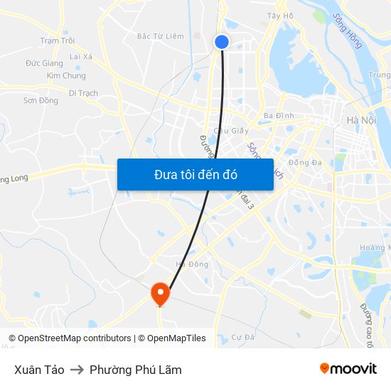 Xuân Tảo to Phường Phú Lãm map