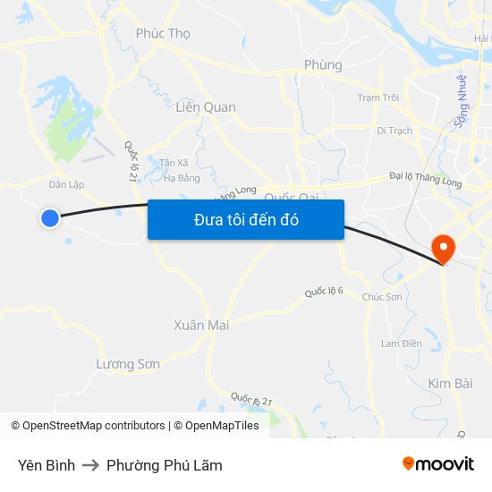 Yên Bình to Phường Phú Lãm map