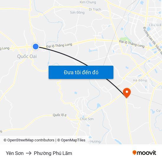 Yên Sơn to Phường Phú Lãm map