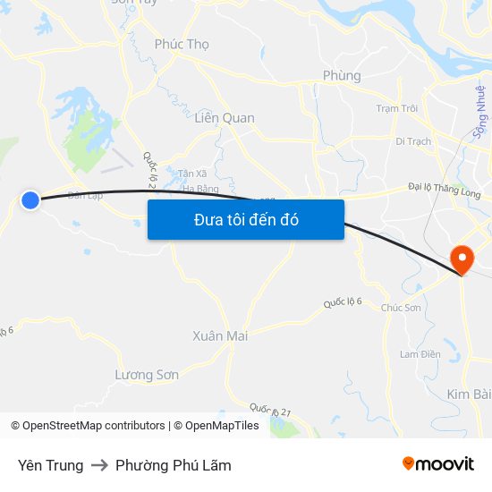 Yên Trung to Phường Phú Lãm map