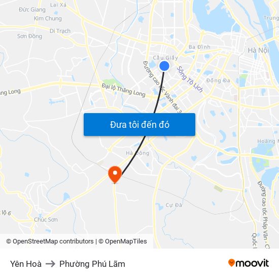 Yên Hoà to Phường Phú Lãm map
