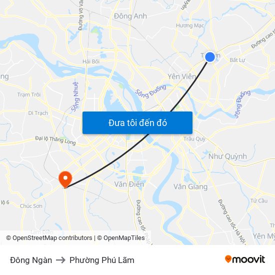 Đông Ngàn to Phường Phú Lãm map