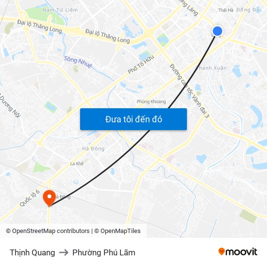 Thịnh Quang to Phường Phú Lãm map