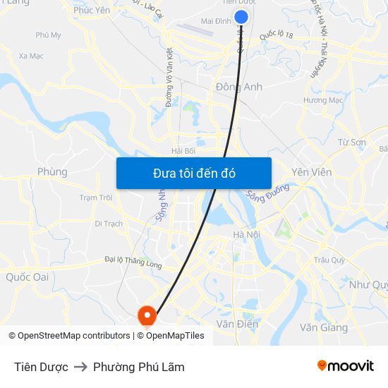 Tiên Dược to Phường Phú Lãm map