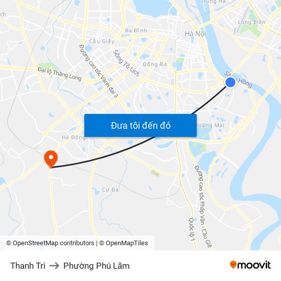 Thanh Trì to Phường Phú Lãm map