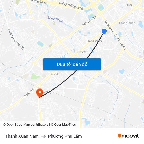 Thanh Xuân Nam to Phường Phú Lãm map