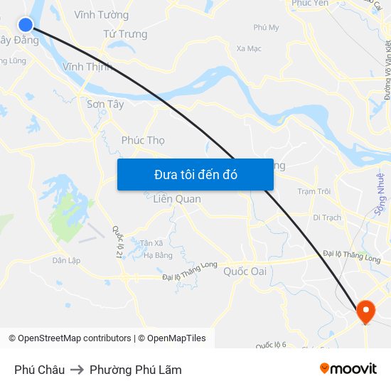 Phú Châu to Phường Phú Lãm map