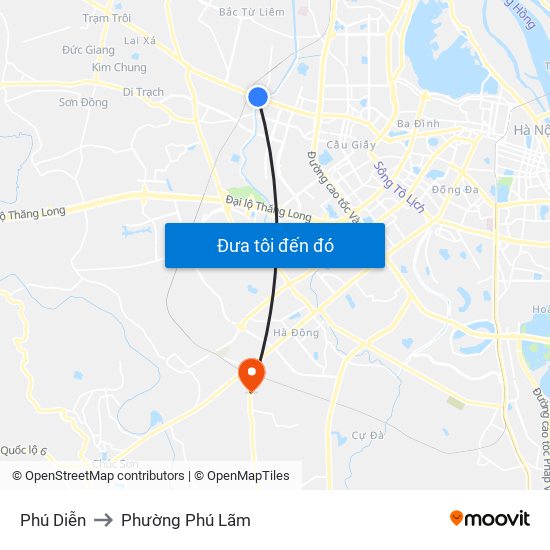 Phú Diễn to Phường Phú Lãm map