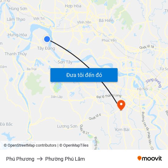 Phú Phương to Phường Phú Lãm map