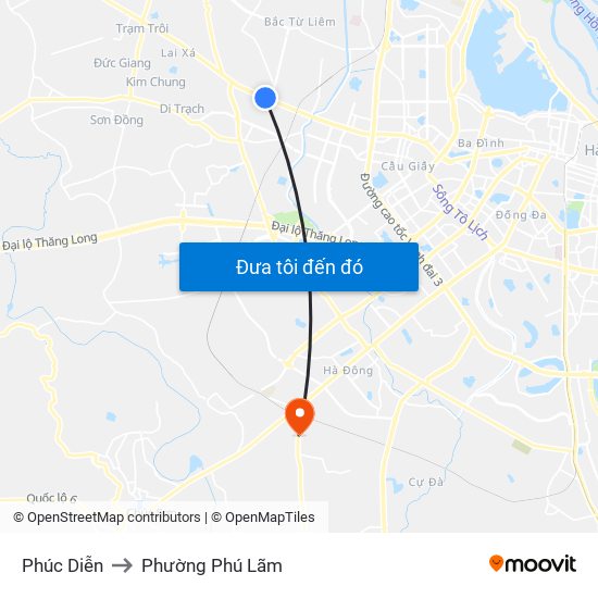 Phúc Diễn to Phường Phú Lãm map