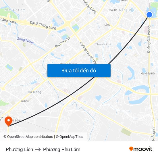 Phương Liên to Phường Phú Lãm map