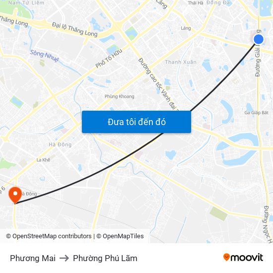 Phương Mai to Phường Phú Lãm map