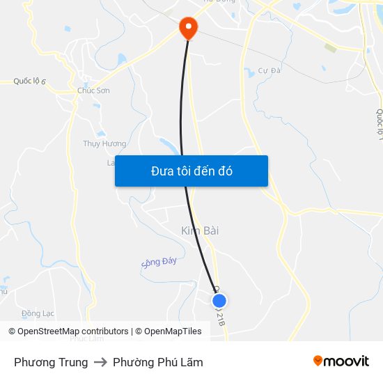 Phương Trung to Phường Phú Lãm map