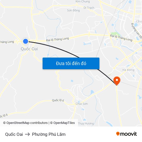 Quốc Oai to Phường Phú Lãm map
