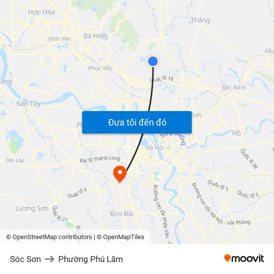 Sóc Sơn to Phường Phú Lãm map