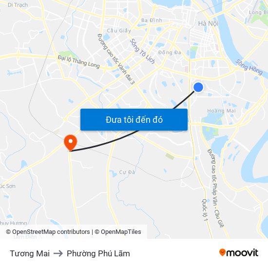 Tương Mai to Phường Phú Lãm map