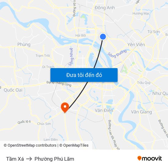 Tầm Xá to Phường Phú Lãm map