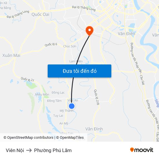 Viên Nội to Phường Phú Lãm map