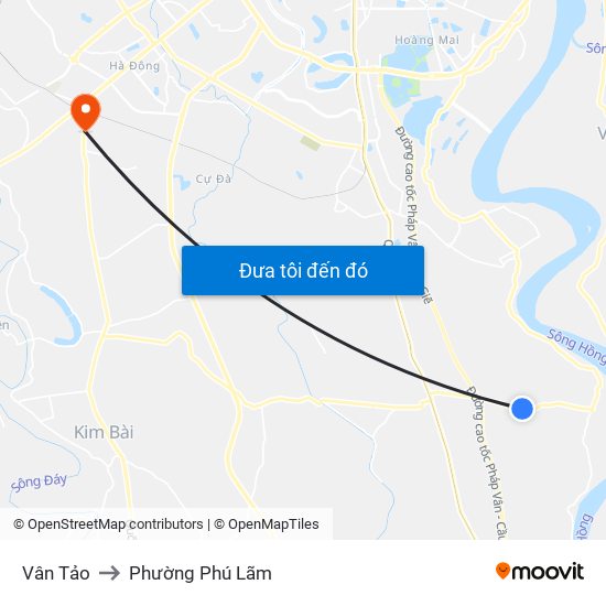 Vân Tảo to Phường Phú Lãm map