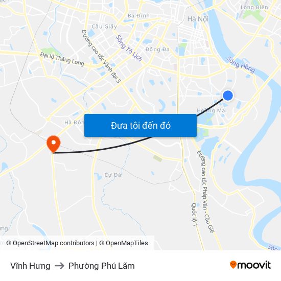 Vĩnh Hưng to Phường Phú Lãm map