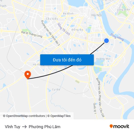 Vĩnh Tuy to Phường Phú Lãm map