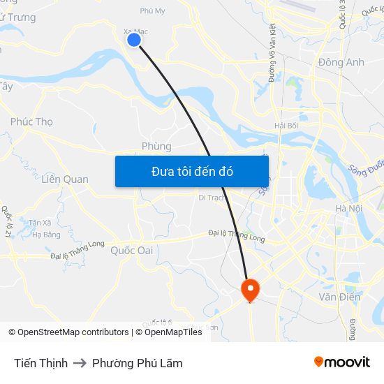 Tiến Thịnh to Phường Phú Lãm map