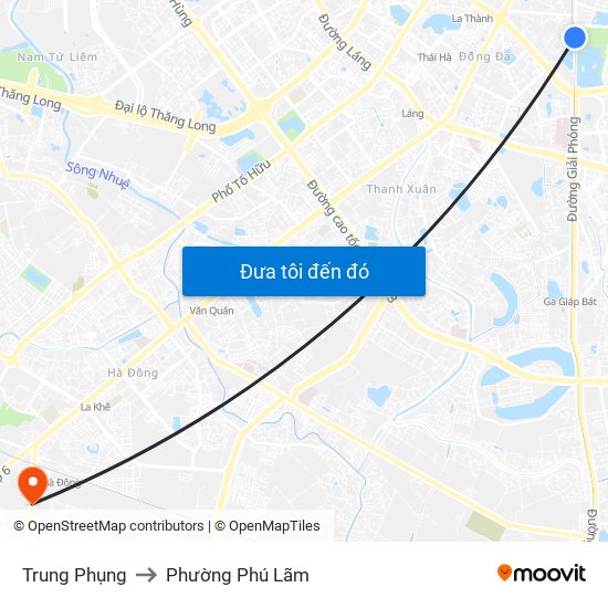 Trung Phụng to Phường Phú Lãm map