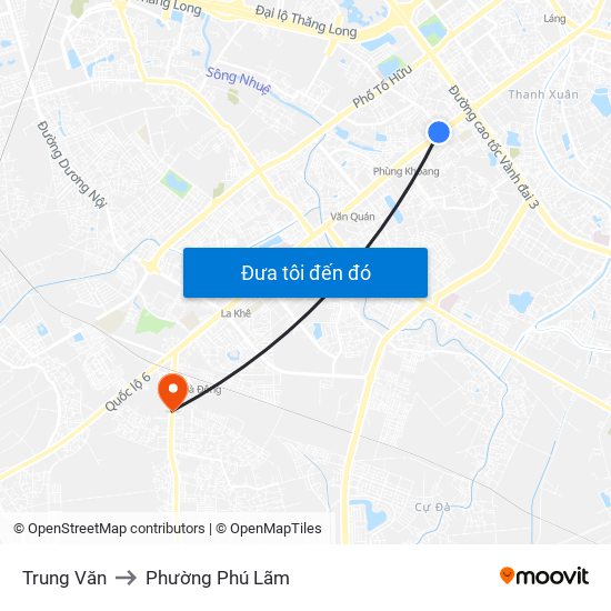 Trung Văn to Phường Phú Lãm map